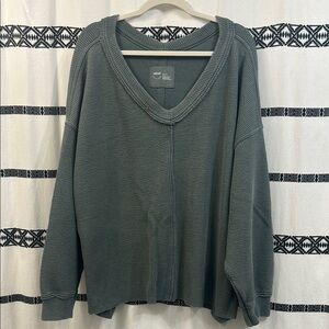 Aerie Green V-Neck Sweatshirt